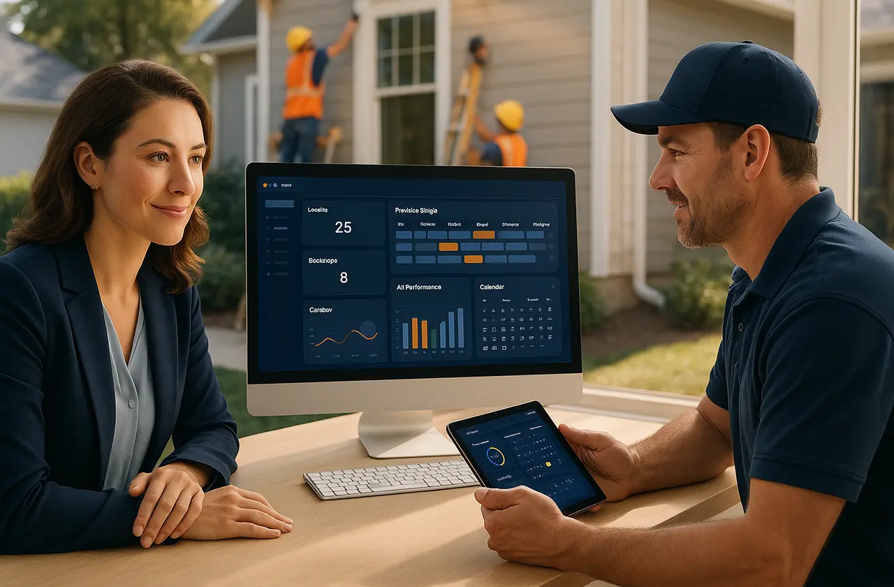 Outdoor renovation project with growth trend overlay